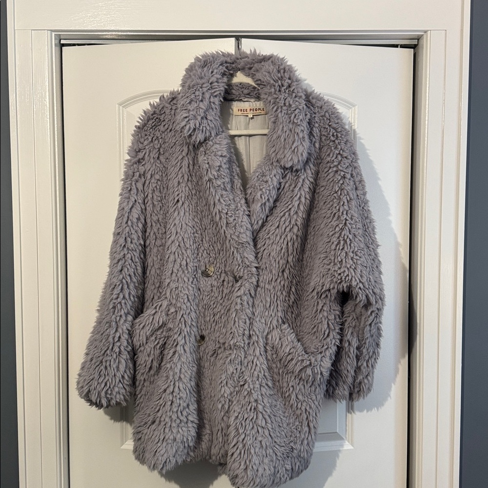 Free People Soft Gray Shaggy Coat